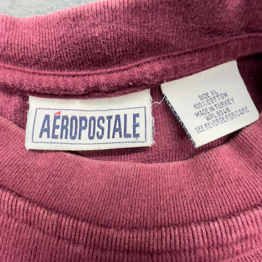 Aeropostale Burgundy Long Sleeve Crew Neck Shirt With Stripes Size XL - Picture 8 of 12